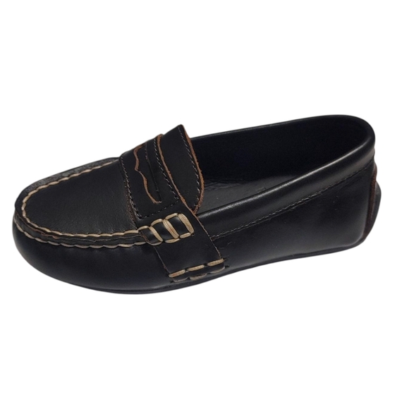Polo Ralph Lauren Other - Polo Ralph Lauren Black Leather Slip On Loafer Baby Dress Shoes Toddler Size 7